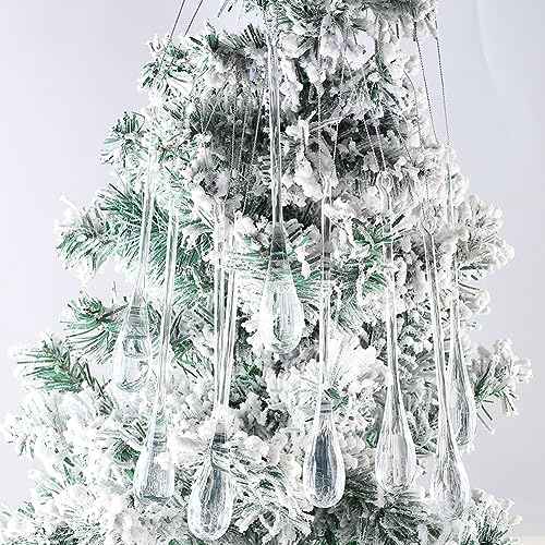 Icicle Christmas Ornaments 12pcs Clear Acrylic Icicle Pendant Christam Tree Hanging Ornaments for Christmas Tree Ornaments (Water-17cm)