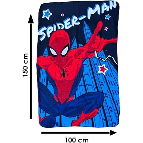 Spiderman Shooting Spider webs Yellow, Red and Blue Fleece Throw Blanket 40 x 60 (Mirror Spiderman)