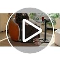 Branwick Black Adjustable Height TV Tray Table with Flip-Top Design