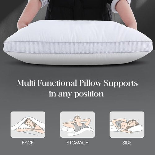 Goose Down Bed Pillows - Queen Size Set of 2 | Hotel Collection for Side, Back & Stomach Sleepers, 20" x 30"
