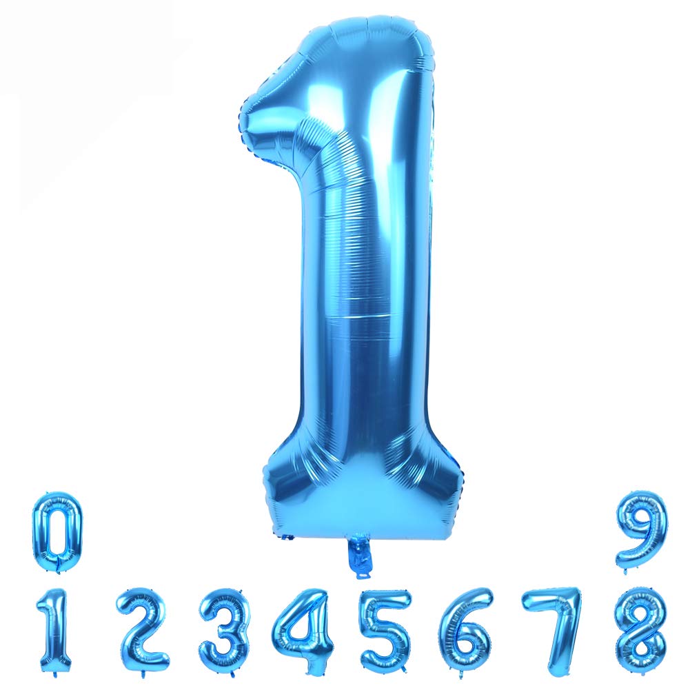 TONIFUL 40 Inch Blue Large Numbers Balloon 0-9 Foil Mylar Big Number 1 Balloon Digital 1 for 2026 Graduation New Year Eve Birthday Party,Wedding, Bridal Shower Engagement Photo Shoot, Anniversary