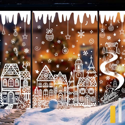 UPCERA White House Christmas Window Clings - Large Winter Holiday Decal Set