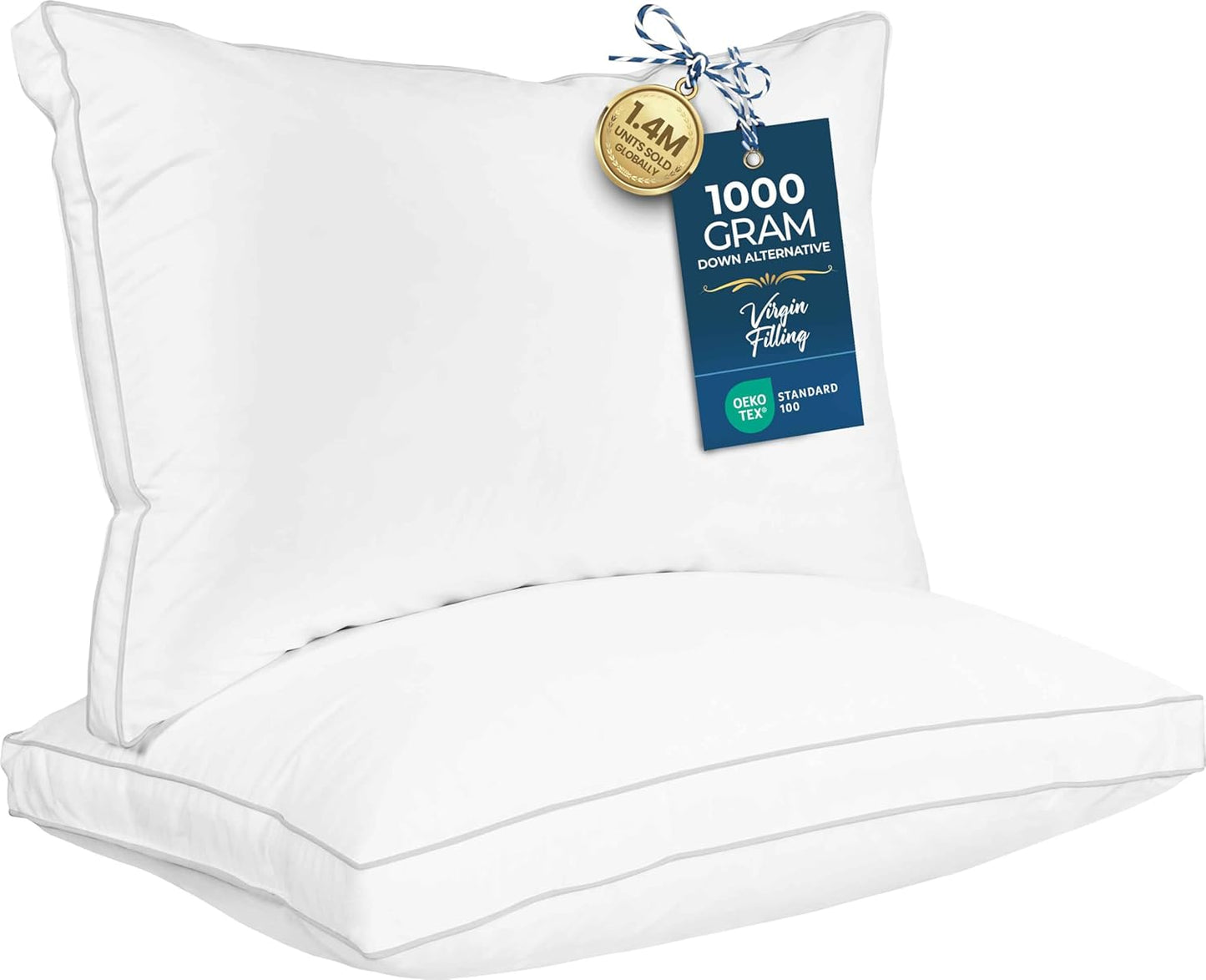 Utopia Bedding Bed Pillows - Soft & Fluffy Queen Size Set of 2 | Cooling Down Alternative Gusseted Pillows for All Sleepers