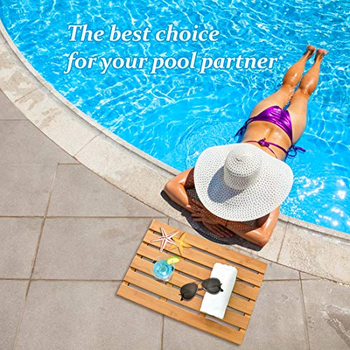 Bath Mat for Luxury Shower - Non-Slip Bamboo Sturdy Water Proof