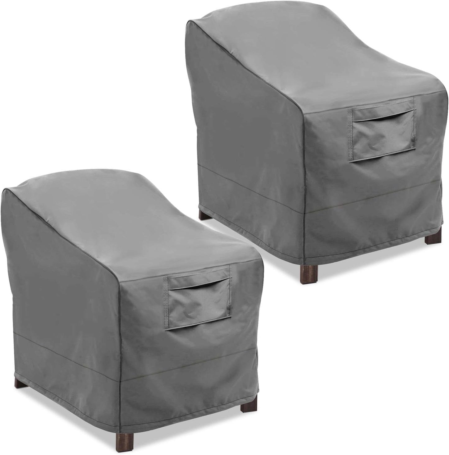 Vailge Patio Chair Covers - Heavy Duty Waterproof Lounge Deep Seat Covers | Medium, Grey (2 Pack)