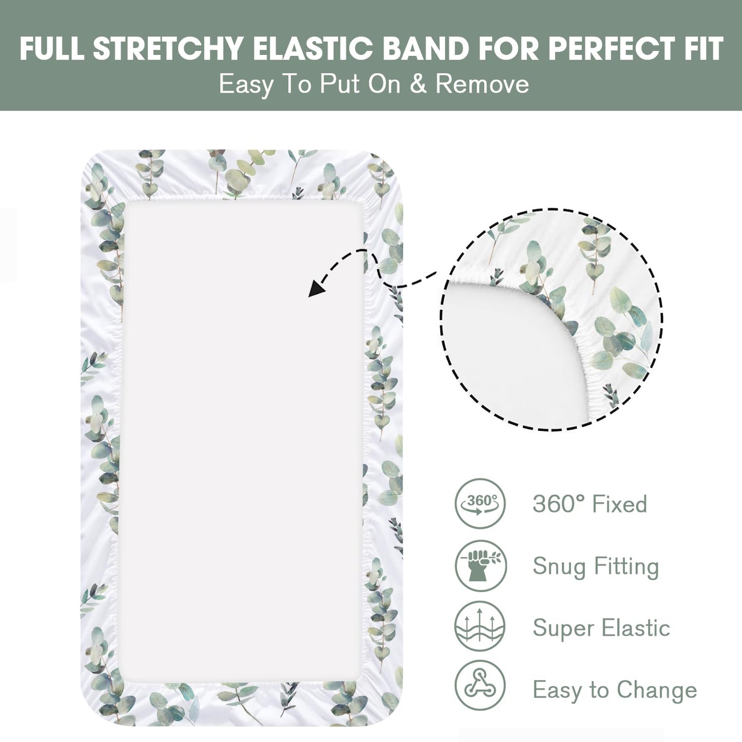 Little Grape Land Crib Sheets - Super Soft 2-Pack Fitted Sheets for Standard Cribs | Leaves & Green Design