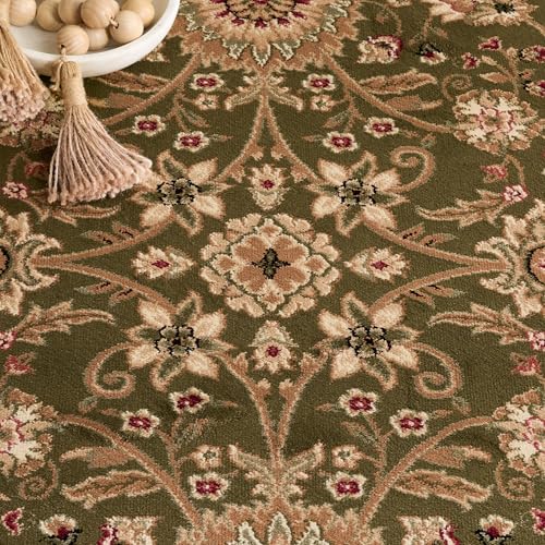 Lyndhurst Runner Rug 2'3"x16' - Sage & Ivory, Traditional Floral Pattern, Low-Pile