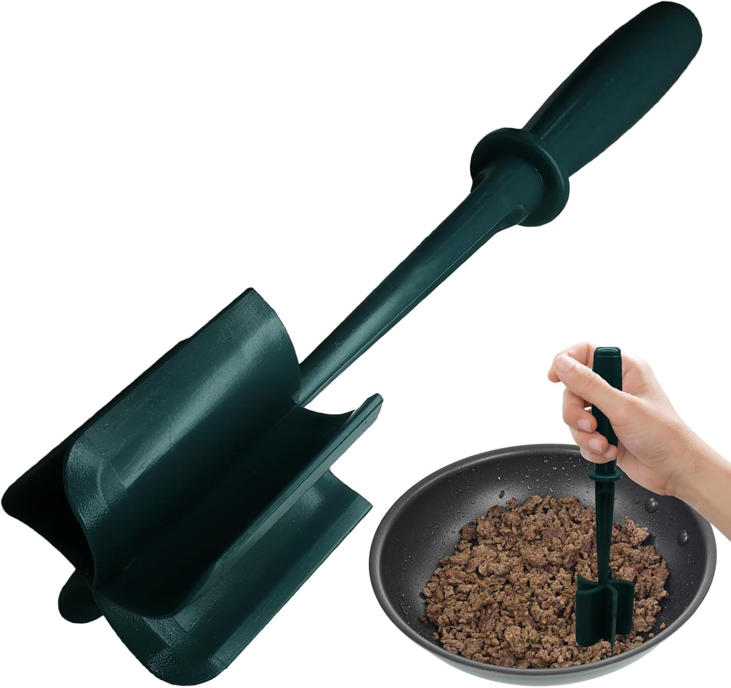 Skiennix Meat Masher - 5 Curve Blade Hamburger Chopper | Heat Resistant Kitchen Tool (Aqua)