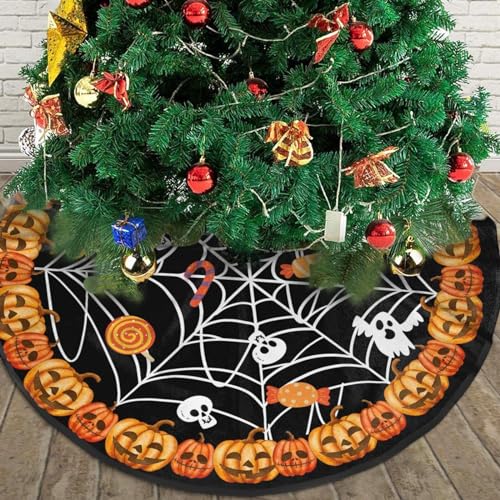 Majoug Black 48-Inch Christmas Tree Skirt for Holiday Decoration, Festive Home Accent