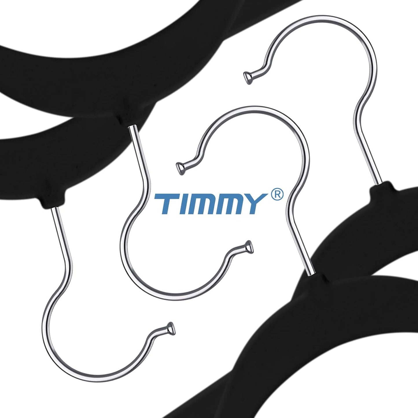 TIMMY Premium Velvet Hangers - Heavy-Duty Non-Slip Black Hangers for Coats & Suits | Space-Saving Pack of 50