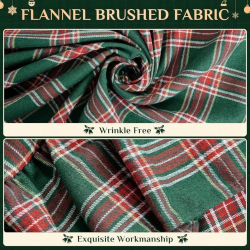 Softalker Green Plaid Ruffle Tablecloth 60 x 84 inches, Rectangular Holiday Linen