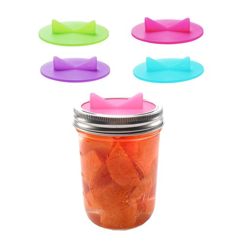 Fermentation Lids silicone waterless airlock fermenting Caps for Wide Mouth Mason Jar(Excluding rings) (4 Lids with Airlock)
