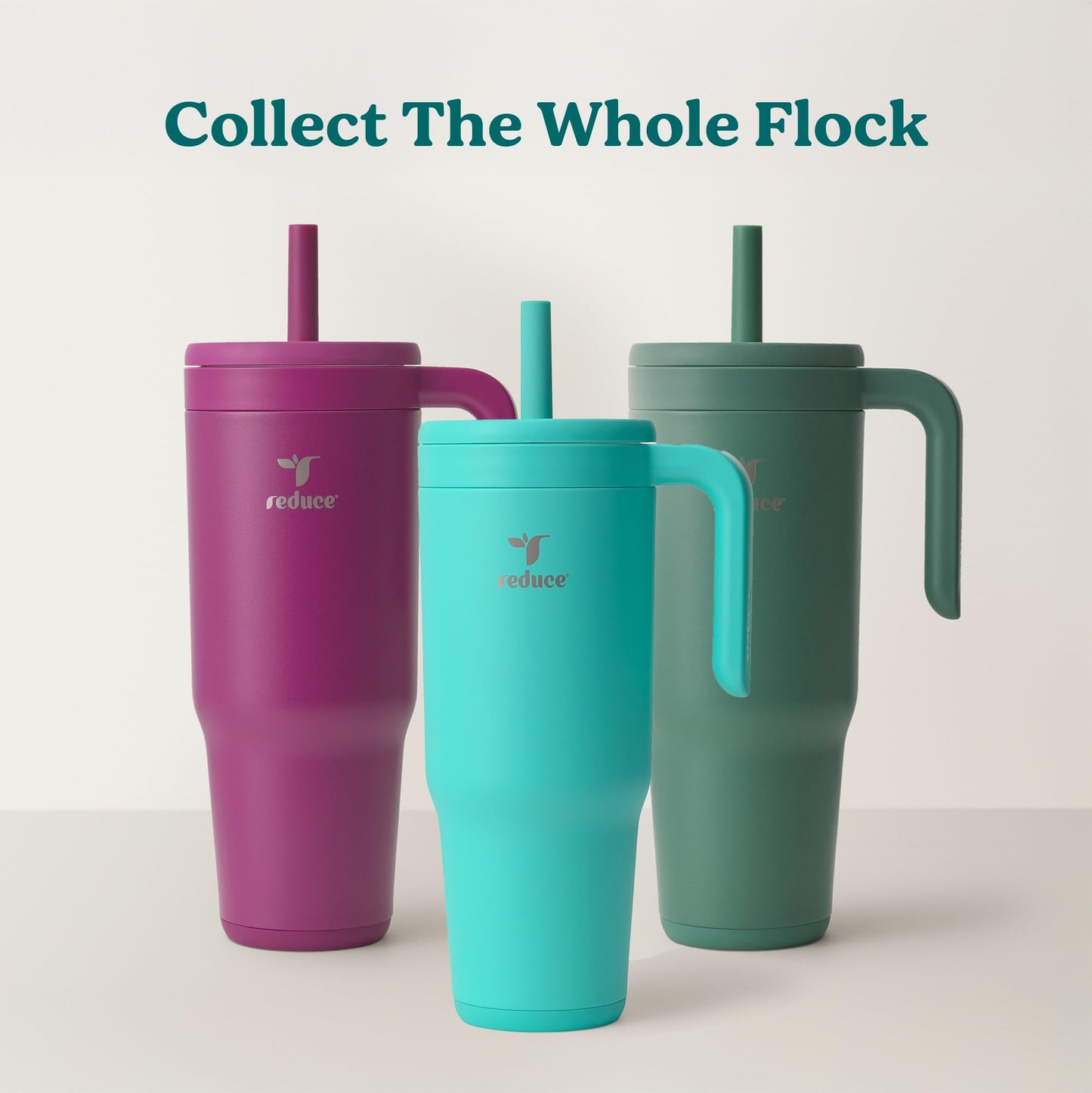 REDUCE Chiller Vacuum Insulated 40 oz Tumbler with Spill-Proof Silicone Straw - Sustainable Tritan Lid with Water Intake Markers - Soft Sit Base Travel Mug - Dishwasher Safe - Phantom
