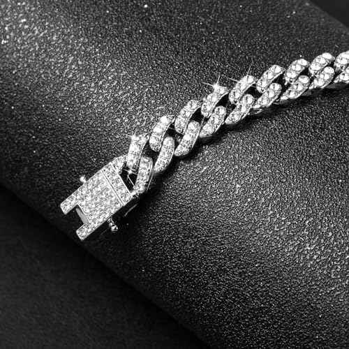 Batiyeer Diamond Charm Accessories for Cup, Handle Charm For Tumblers, Water Cup Handle Rhinestone Chain for Christmas Bling Gift(Silver)