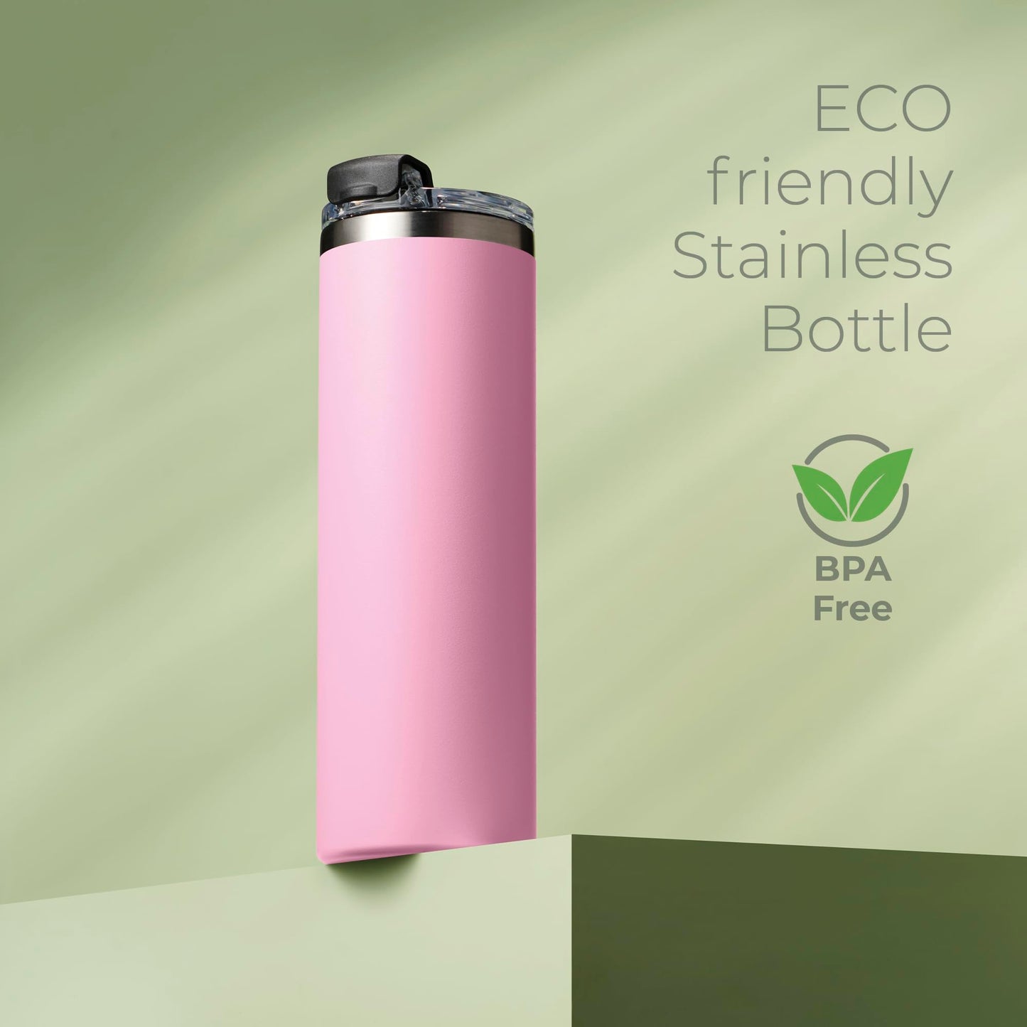 SIPX™ 18 oz Slim Insulated Tumbler with Lid & Straw – Vacuum Insulated Stainless Steel, Leakproof, Cupholder Friendly – Perfect for Iced Coffee, Water & Travel – Pink