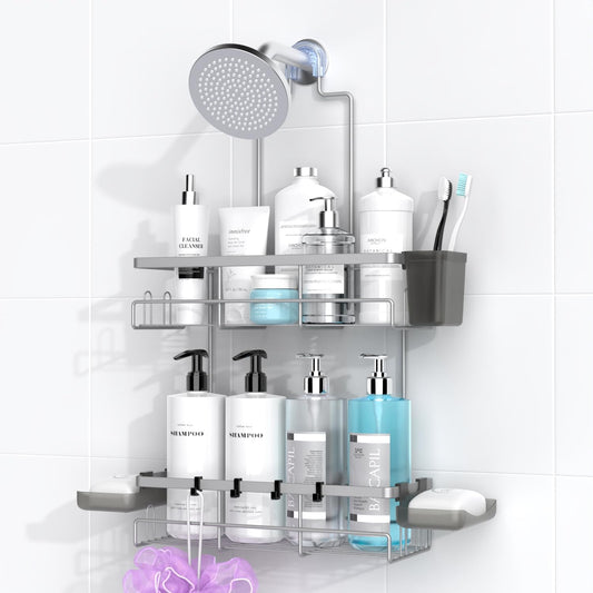 AKTECKE Shower Caddy - Rustproof Hanging Bathroom Organizer for Shampoo & Soap | No Drilling Required