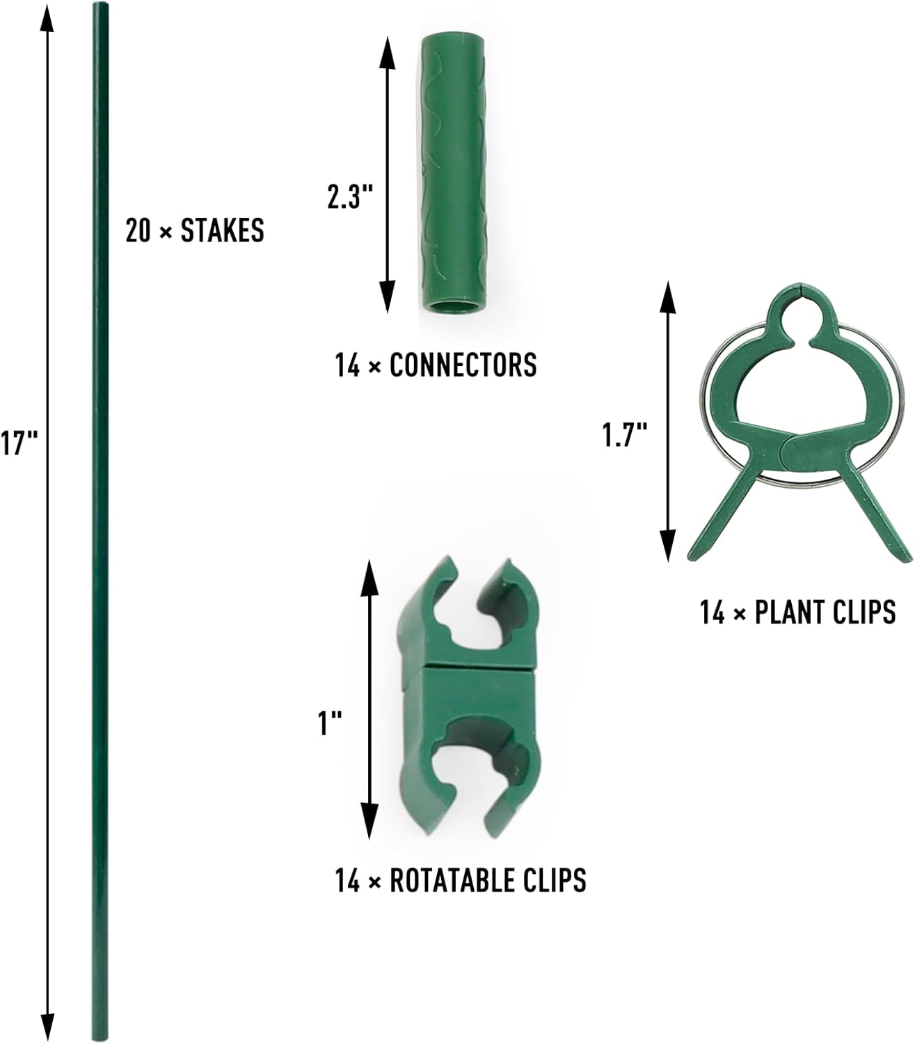 MAXPACE Garden Stakes Kit - 62-Piece Fiberglass Plant Support Set for Tomatoes & Vegetables | DIY 4ft-7ft