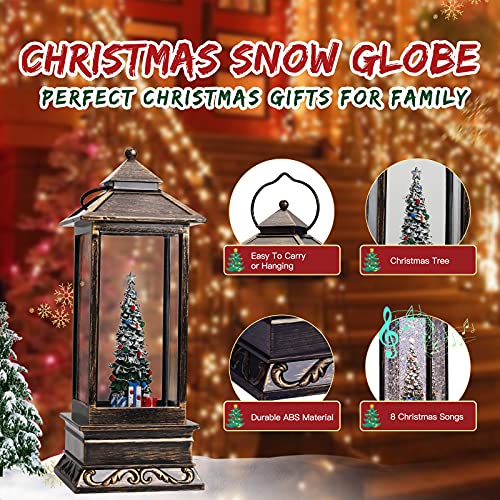 Snow Globe Christmas Lantern Decorations, Musical with Swirling