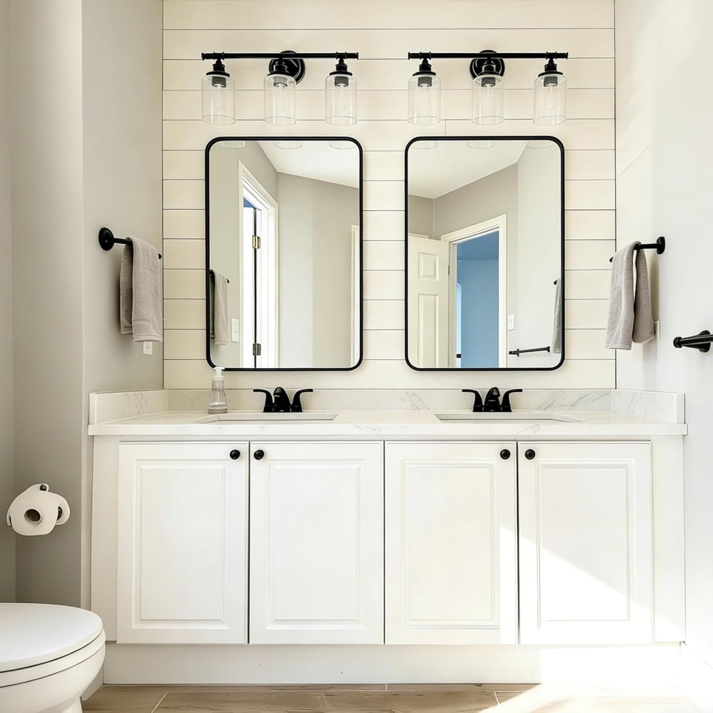 USHOWER 2-Pack Black Bathroom Mirrors - Modern Farmhouse Style, 24 x 36 Inch, Wall Mounted