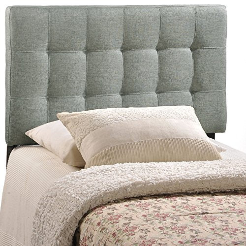 Twin Upholstered Linen Fabric Headboard - Gray Tufted Design