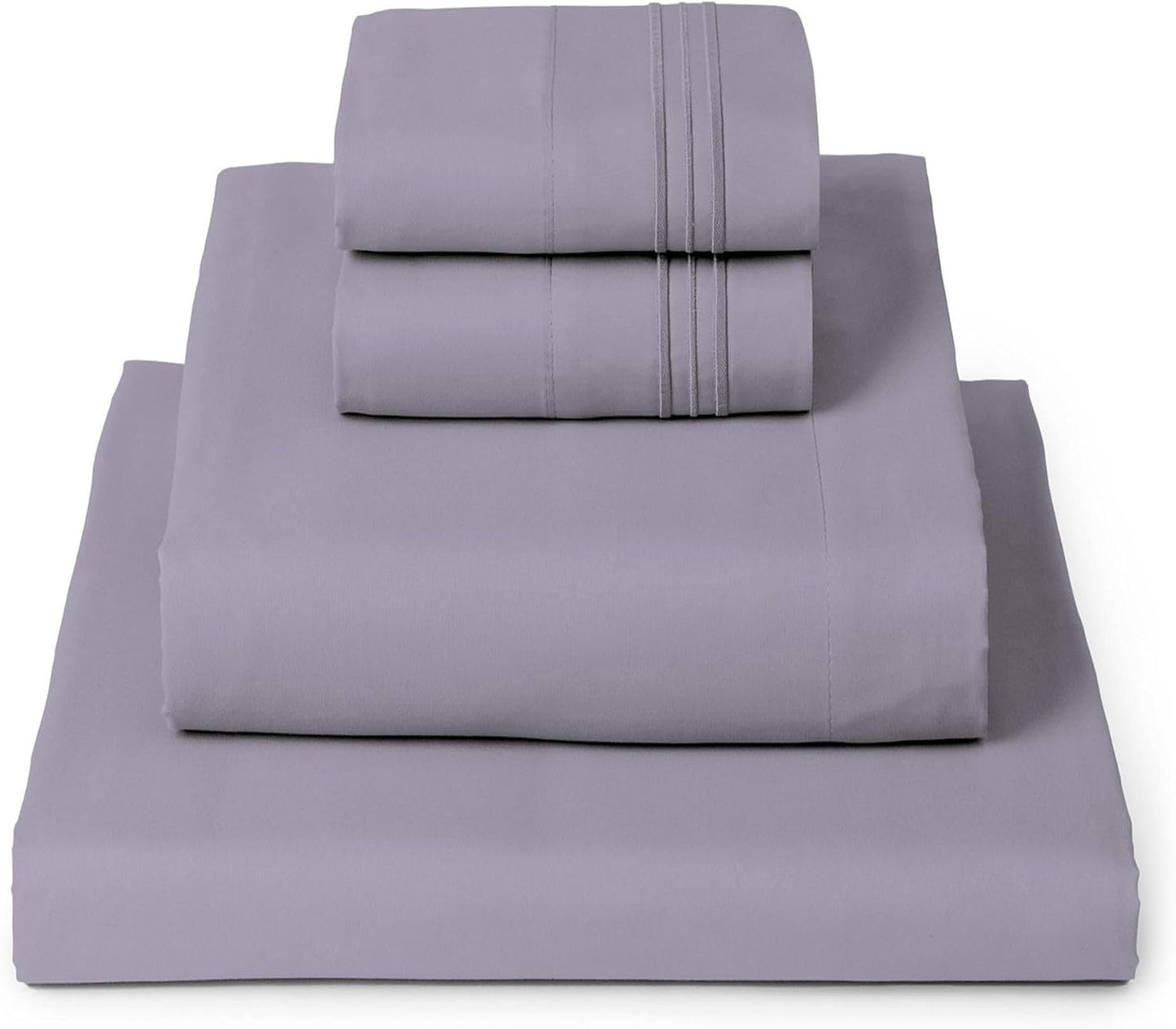 Mellanni California King Sheets Set - 4 PC Hotel Luxury Bedding | Extra Soft, Cooling, Wrinkle-Resistant (Hazy Lilac)