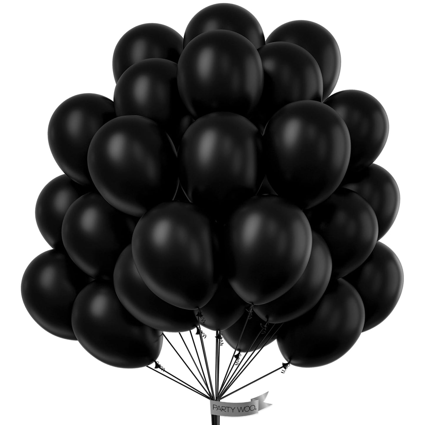 PartyWoo Black Balloons 101 pcs 12 Inch Latex Helium Matte Black Balloons for Baby Shower Birthday Graduation Casino Gaming Anniversary Retirement Pirate Race Car Theme Party Decorations Black-Y18