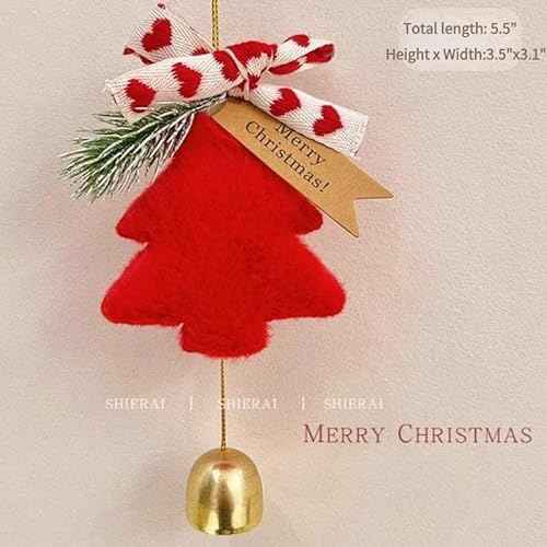 Christmas Ornaments Artificial Christmas Wreath Decorated with Pine Tree, Bell, Bow for Christmas Decorations (Pine Tree Style A)