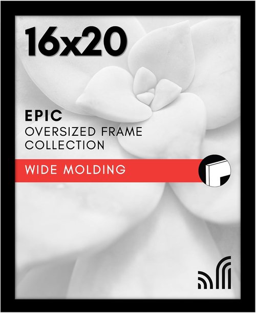 Americanflat 16x20 Picture Frame - Black Polished Plexiglass for Vertical/Horizontal Display | Epic Collection