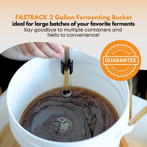 Fastrack 2 Gallon Fermenting Bucket with Lid | White | Food Grade Plastic Container with Handle | BPA-Free for Beer, Wine, Beverages & Food Storage