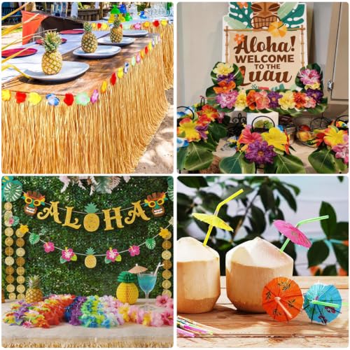 Hawaiian Luau Party Decorations Kit with Banner, Leis, Table Skirt & Accessories