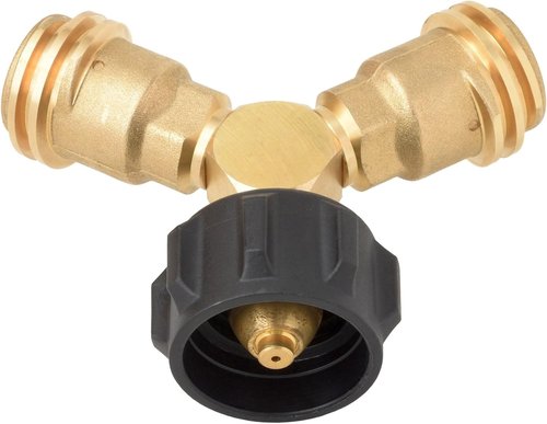 Flame King Propane Tank Y Splitter Adapter - 2-Way LP Gas Connector for 20lb Cylinders | Ideal for BBQ Grills & Camping Stoves