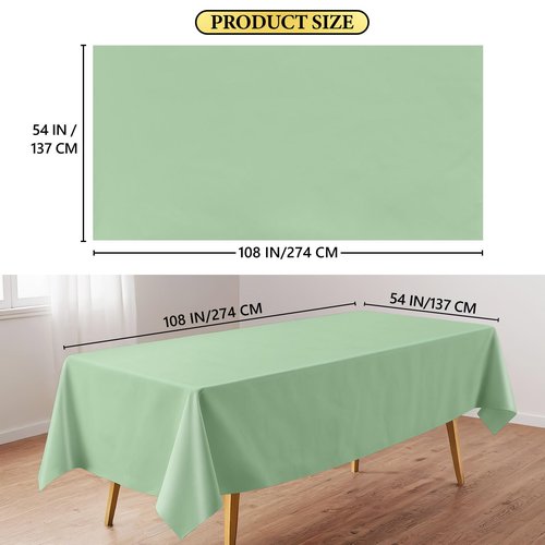 FAGNBED 4 Pack Sage Green Disposable Tablecloth, 54×108 Inches Waterproof Plastic Rectangle Table Cover, Leakproof & Sturdy Table Cloth for St Patricks Day, Picnic, Party Decoration