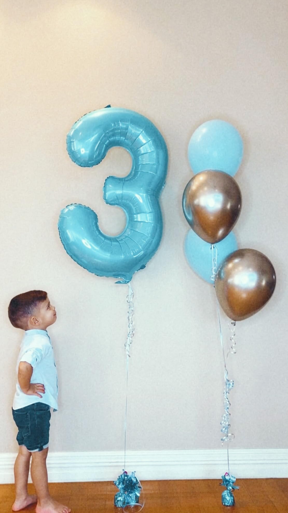 Pearlescent Blue 3 Balloon, Number Balloons 40 Inch, 3rd Birthday Decorations for Kids Girls Boys, Men Women Party Supplies for Party Decorations, Number 3 Balloon