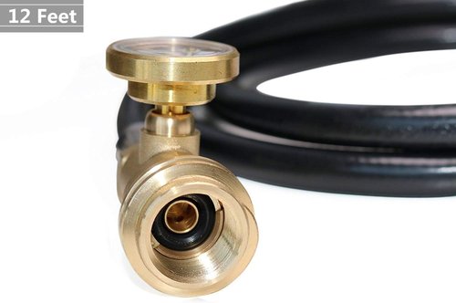 DOZYANT 12 Feet Propane Tank Hose Extension - Gauge Included for Gas Grills, Heaters & Appliances