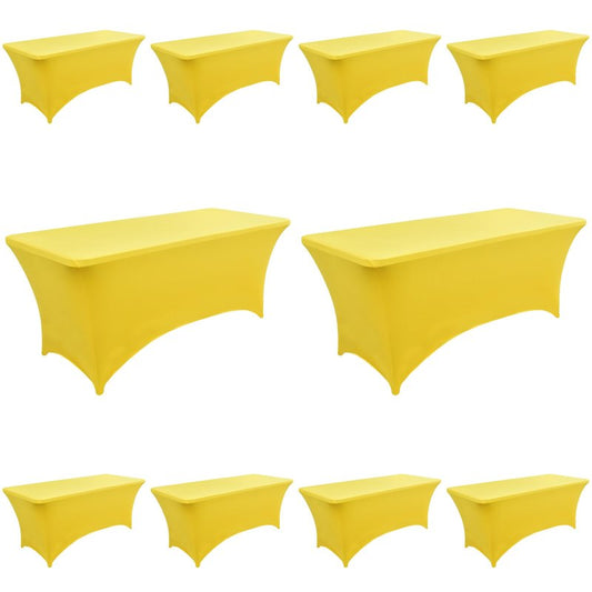 ZarzaaSik 10-Pack 6ft Spandex Table Covers for Rectangle Standard Folding Tables - Wrinkle Resistant Stretch Tablecloths - Ultimate Fitted Table Protector for Parties, Banquet, Wedding