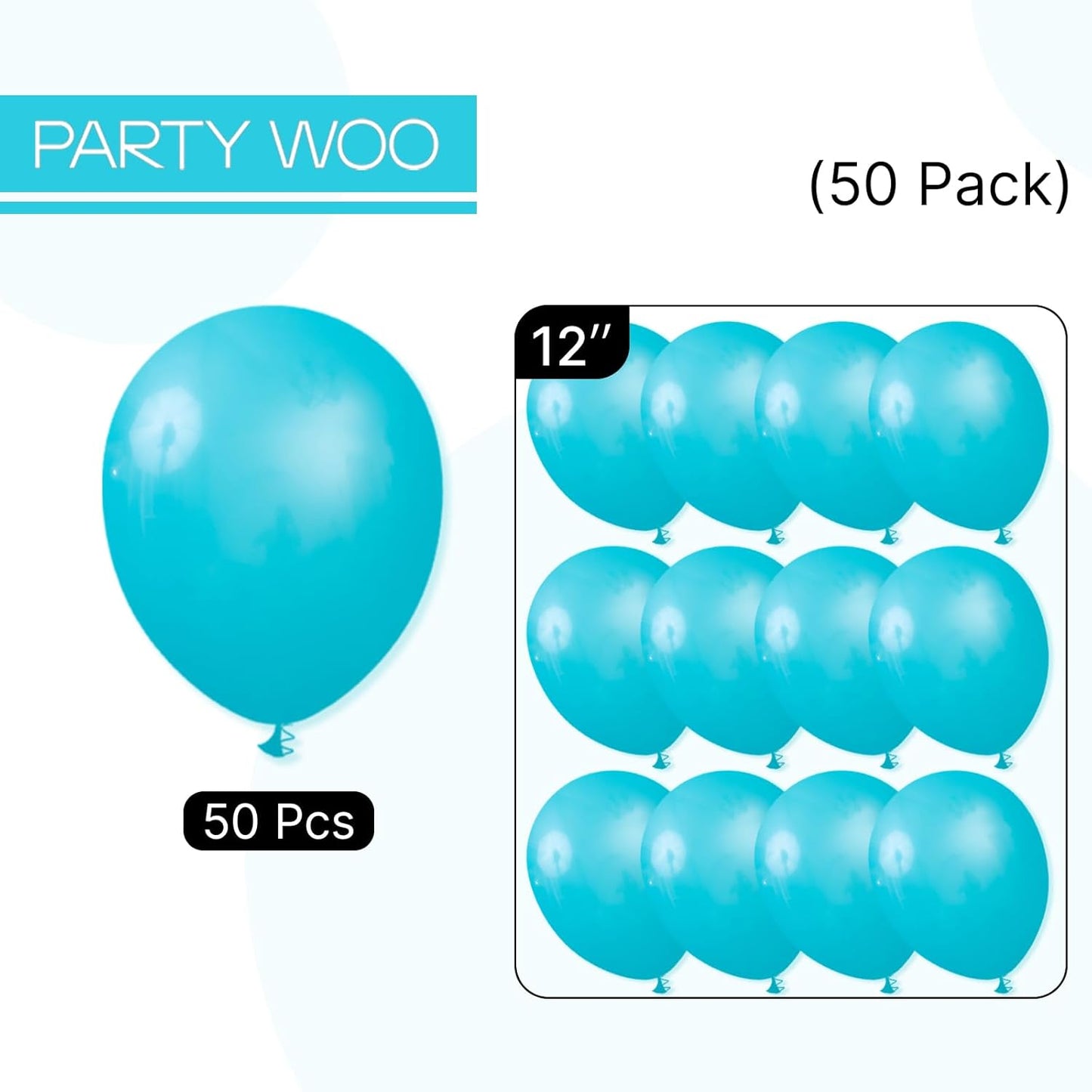 PartyWoo Dark Teal Balloons - 50pcs 12 Inch Turquoise Aqua Blue for Graduation & Events