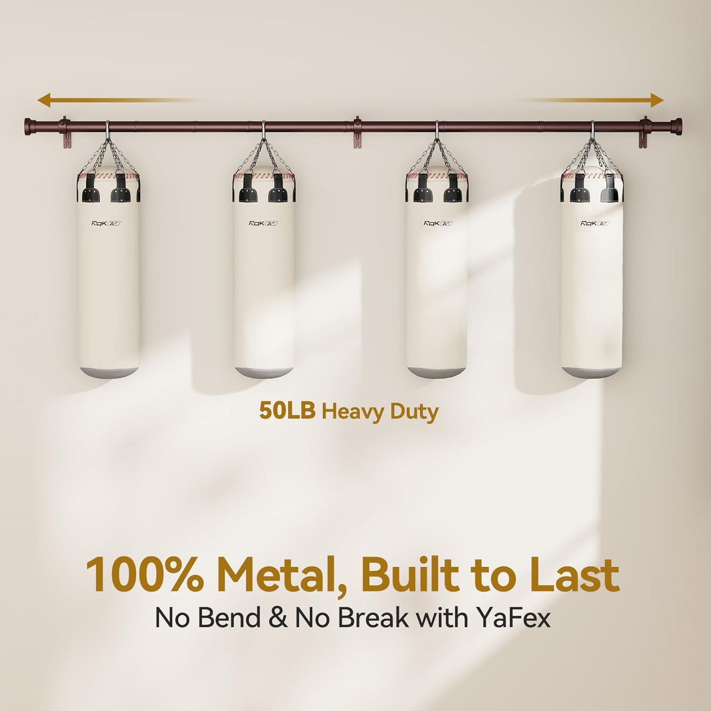 YaFex Curtain Rods - Heavy Duty 1 Inch Adjustable Window Treatment Rods | 32-84 Inch, Bronze Finish