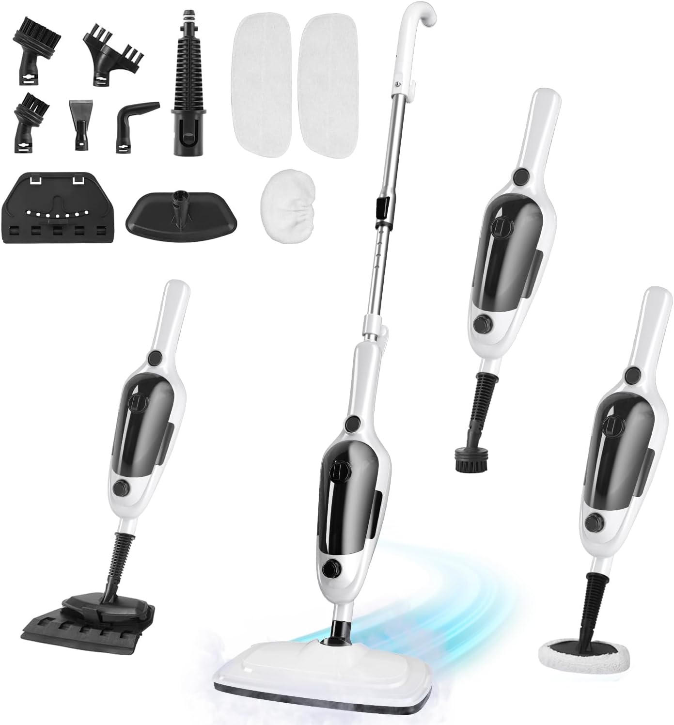 Skiennix Steam Mop - 11-in-1 Multi-Purpose Cleaner with 15.2 OZ Tank & 23FT Cord | Ideal for Hardwood, Tile & Furniture