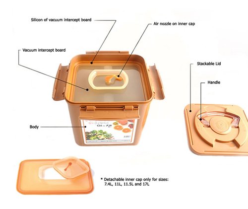 e-jen Premium Kimchi, Sauerkraut Container Probiotic Fermentation with Inner Vacuum Lid (Earthenware Brown, 3.1 gal/ 12L)