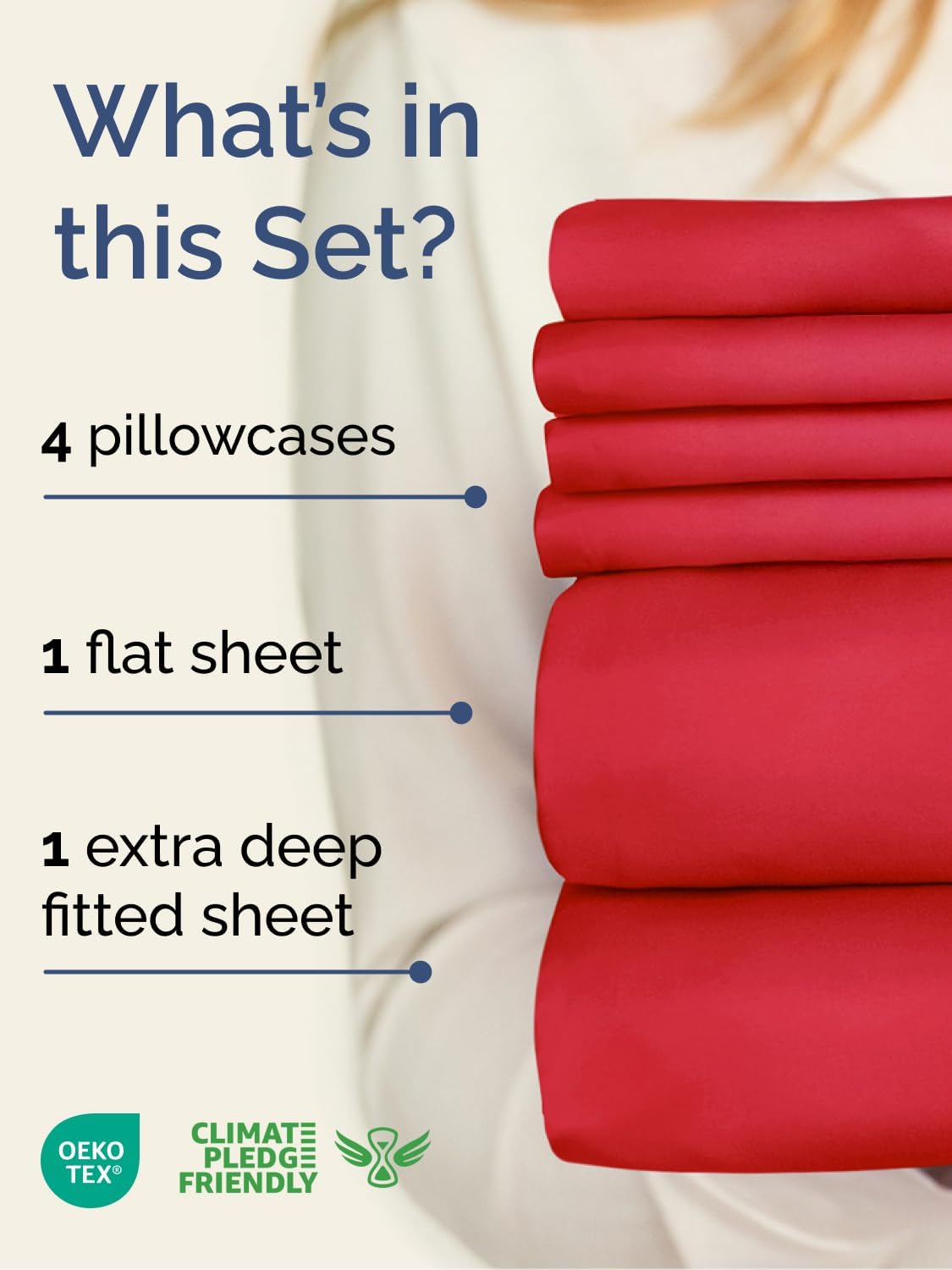 Skiennix Extra Deep Cal King Sheet Set - 6 Piece Breathable Cooling Bedding - Luxury Red Sheets for All Ages