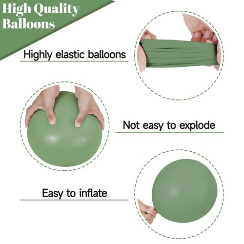 68Pcs Balloons Kit 12 Inch, Sage Green Balloon Sand White Metallic Gold Balloon Confetti with Ribbons, Party Balloons for Baby Bridal Shower Wedding Birthday Decorations.