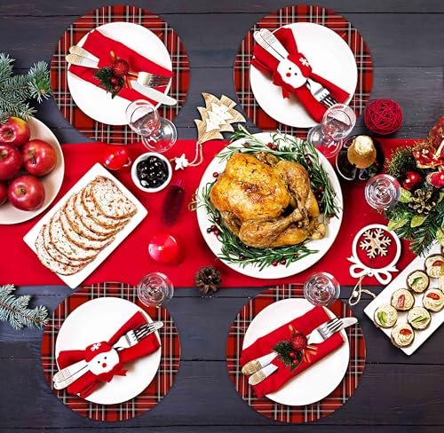 13-Inch Buffalo Plaid Disposable Charger Plates, 24 Pack - Red