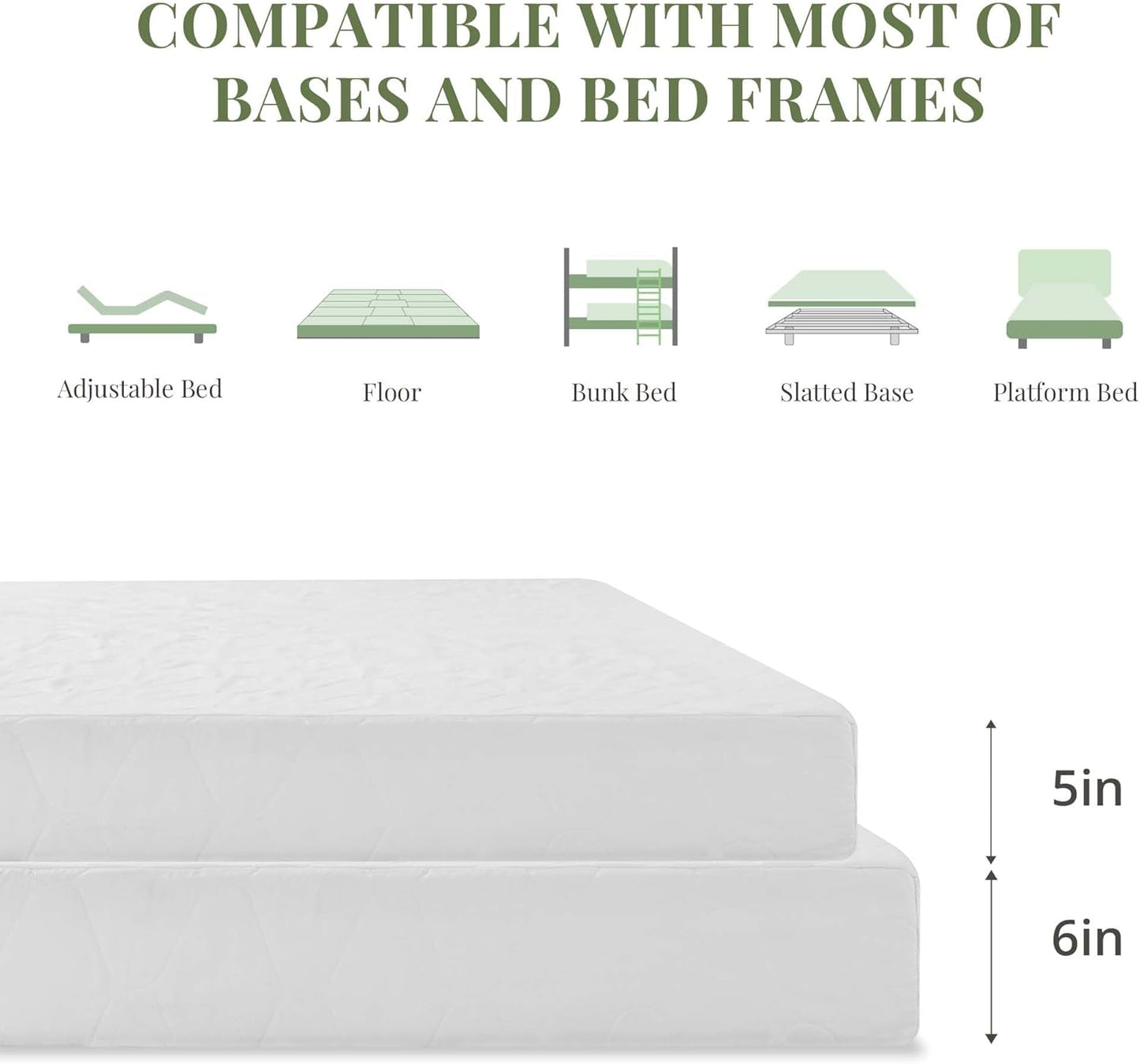 Skiennix 6 Inch Memory Foam Mattress - Medium Firm Support, Pressure Relief, Fiberglass Free, CertiPUR-US Certified