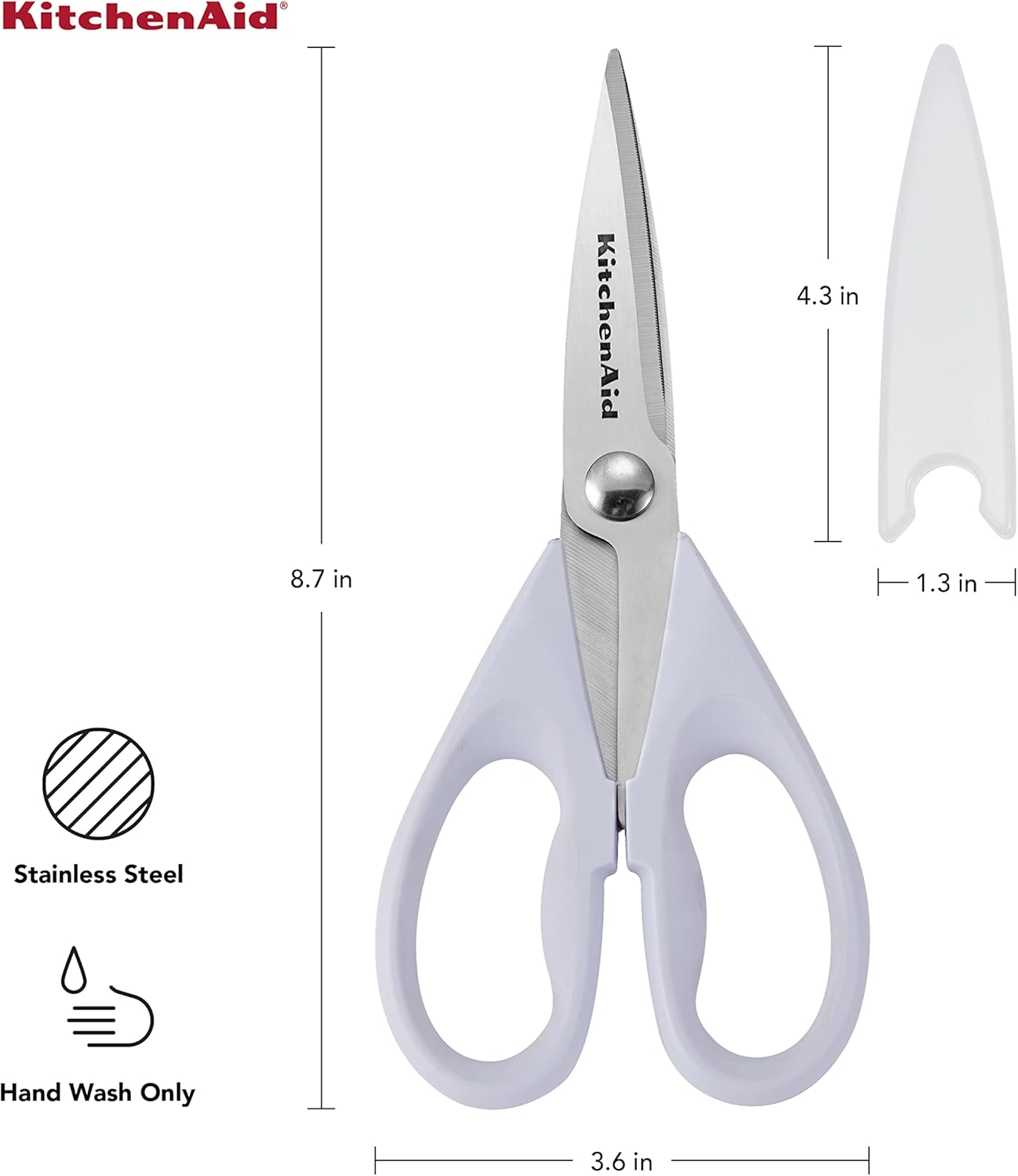KitchenAid Kitchen Shears - Durable Stainless Steel Scissors with Soft Grip Handle | 8.72 Inch, Lavender Cream (Pack of 2)