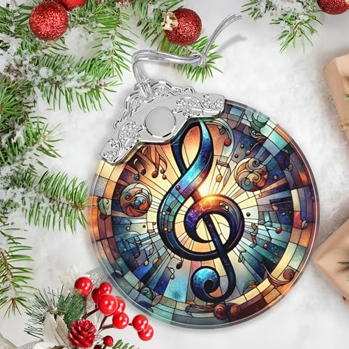 Jocidea Musical Note Stained Glass Christmas Ornament - Holiday Tree Decor