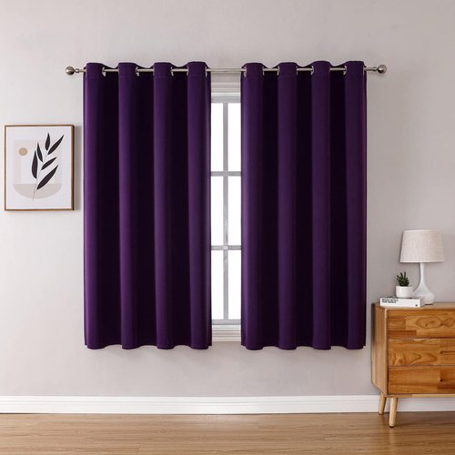 ChrisDowa Grommet Blackout Curtains - Thermal Insulated Room Darkening Panels, Royal Purple, 52"W x 54"L
