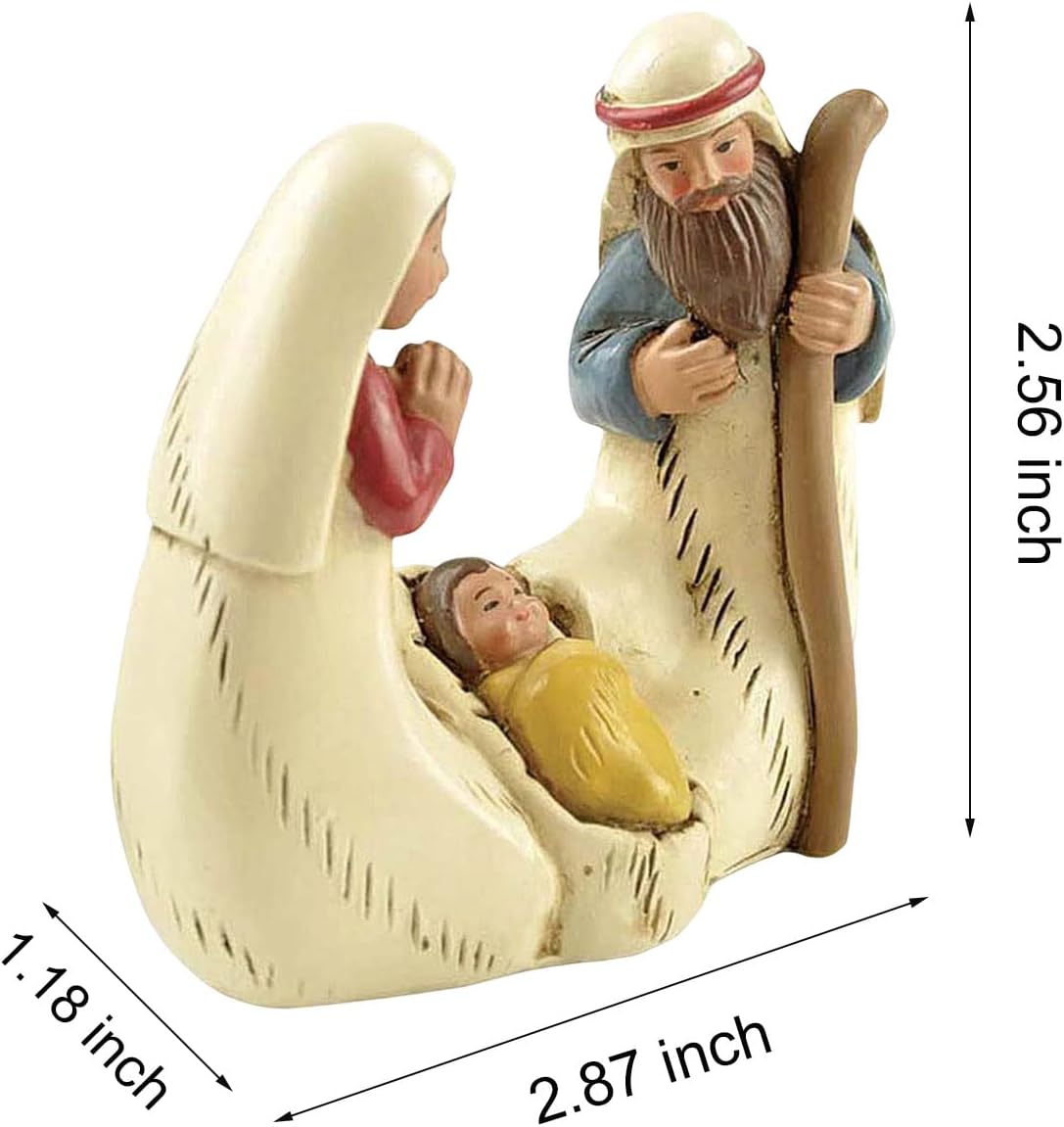 Miniature Holy Family Nativity Figurine - 2.56 Inch Tabletop Christmas Decoration