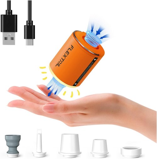 FLEXTAILGEAR Portable Air Pump - Rechargeable Inflatable Pump with Camping Lantern & Magnetic Design | 2X 4kPa