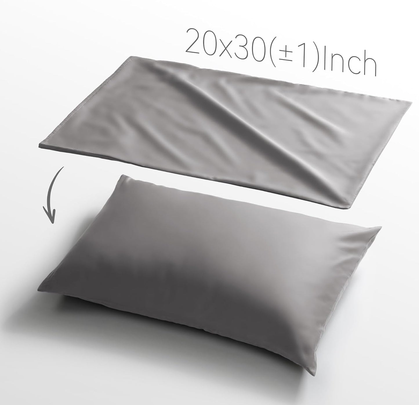 Skiennix 100% Cotton Pillowcase - Gray Queen Size with Envelope Closure | 500 Thread Count, 20x30 Inches