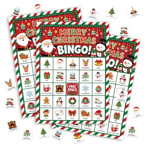 Christmas Party Bingo Card Game - Holiday Family & Group Activity - Variation: Christmas-1